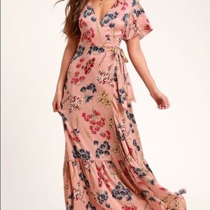 Mystic Mondays Mauve Floral Print Wrap Dress